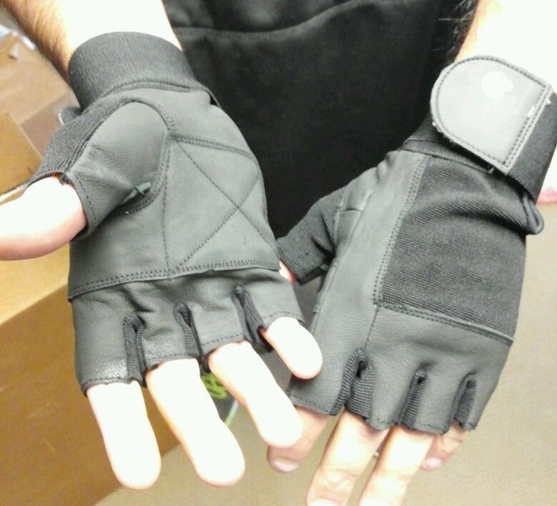 Motorcycle Fingerless Gloves with Wrap around Velcro Wrist Support