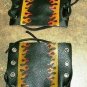 Motorcycle Handlebar Grip covers soft Leather Black with flames one pair new