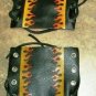 Motorcycle Handlebar Grip covers soft Leather Black with flames one pair new