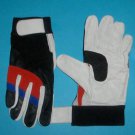 Work gloves mechanic gloves real leather palm with grip Red White & black Blue