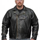 Men's Motorcycle Leather Jacket CCW Pistol Pete Style Concealed Gun Pocket  #510