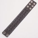Leather Biker Bracelet Wristband Cuff Black Breaded Club Style Rocker Goth New