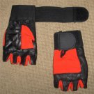 Red Leather Weight Lifting Gloves Long Wrist WrapTraning Exercise Workout New