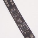 Leather Biker Wristband Metal Skull Center Rocker Outlaw 1% Club Style New