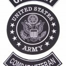 US ARMY COMBAT VETERAN ROCKERS BACK PATCHES SET FOR BIKER MOTORCYCLE VEST JACKET