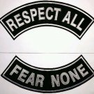 Respect All Fear None  Patch Rockers set Biker Motorcycle Vest Jacket size 11"