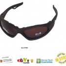 NEW BIKER MOTORCYCLE RIDING GLASSES BLACK PADDED DARK BROWN LENSES #8LCP909