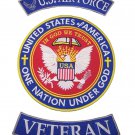 US AIR FORCE VETERAN ROCKERS PATCHES 3 PC SET FOR BIKER MOTORCYCLE JACKET VEST