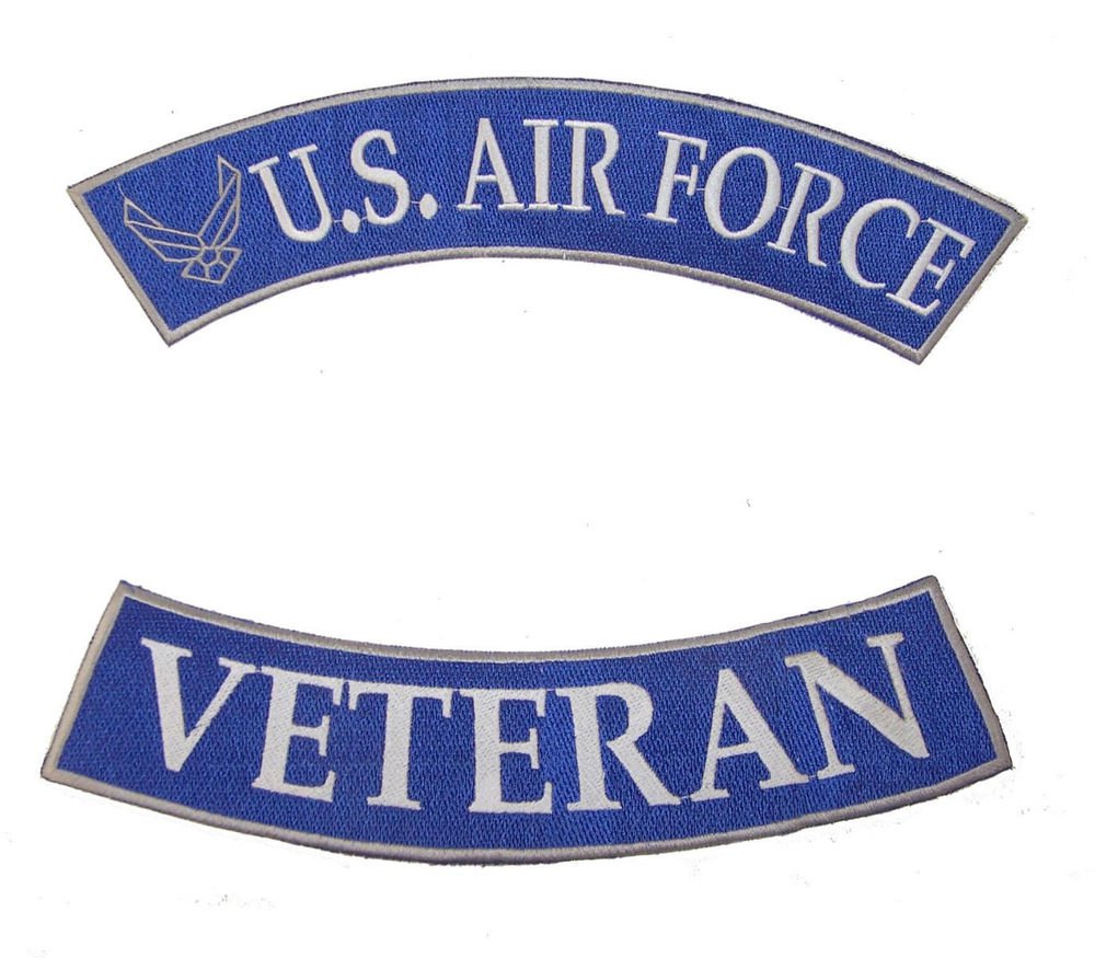 US AIR FORCE VETERAN ROCKER PATCH PATCHES SET FOR BIKER MOTORCYCLE ...