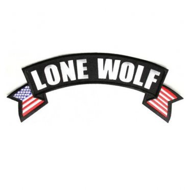 Lone Wolf Patch top Rocker US flag on sides for Vest Jacket 10 inch