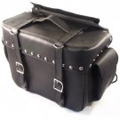 Motorcycle Leather Saddlebags Set Detachable with Quick Connect Black Style #222