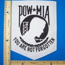 RARE POW PATCH WHITE WITH BLACK ON POW MIA YOU ARE NOT FORGOTTON LARGE BACK