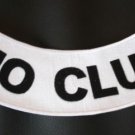 NO CLUB PATCH BOTTOM ROCKER  BLACK ON WHITE FOR MOTORCYCLE BIKER VEST JACKET