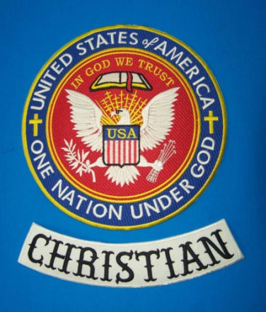 IN GOD WE TRUST CHRISTIAN BACK PATCHES ROCKER FOR MOTORCYCLE BIKER VEST JACKET