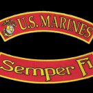 US MARINES CORPS SEMPER  FI USMC MARINES ROCKERS PATCHES FOR VEST JACKET NEW