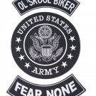 US ARMY OLD SKOOL BIKER FEAR NONE PATCHES SET FOR BIKER MOTORCYCLE VEST JACKET
