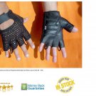 Black Motorcycle Leather Summer Riding Gloves Gel Padded Palm Mesh Back New