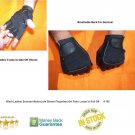 Black Leather Summer Motorcycle Gloves Fingerless Gel Palm & Loops to Pull Off