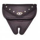 Motorcycle Leather Windshield Bag Small Single Flat Studded Style Heavy Duty