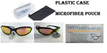 Motorcycle Riding Glasses for Biker Rider Padded Foam Orange Tinted lenses #6321