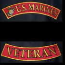 US Marines Veteran Back Rockers Patches Set Top Bottom For Jacket vest New RED
