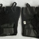 Summer Motorcycle Gloves Gel Palm Black Leather Fingerless Pull Off Tabs Loops