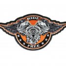 Ride Free Patch wings Motorcycle V twin Engine Stars orange black silver for ves
