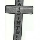 Christian Motorcycle Biker Back Patch Cross Paid In Full 10x7 for Biker Vest