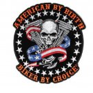American By Birth Biker By Choice skull US Flag v twin Large Back Patch for Vest