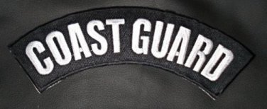 Coast Guard Patch White on Black Rocker Patch Large for Jacket Vest Biker