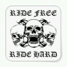 Ride Free Ride Hard Patch 3 Skulls for Biker Motorcycle Vest Jacket  new Size 5"