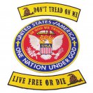 Dont Tread On Me Live free or die Patches  One Nation Under God In God we trust