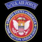 US Air Force Back Patch Set Rockers & Center Patch One Nation Under God 2pc set