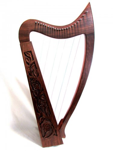 LARGE SOLID WOOD Harp ROSE Celtic IRISH 21 Strings FREE Tuner Carrying Case New