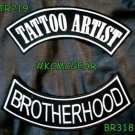 TATTOO ARTIST BROTHERHOO White on Black Back Military Patches Set for Biker Vest