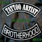 TATTOO ARTIST BROTHERHOO White on Black Back Military Patches Set for Biker Vest