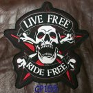 LIVE FREE RIDE FREE Screaming Skull Patch  Biker Vest Jacket Back Patches 10”
