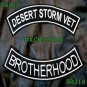 DESERT STORM VET BROTHERHOOD White on Black Back Military Patches Set Biker Vest