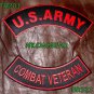 US ARMY COMBAT VETERAN Red on Black Military Patches Set for Biker Vest Jacket