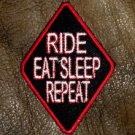Ride Eat Sleep Repeat Small Badge for Biker Vest Jacket Motorcycle Patch