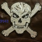 REFLECTIVE SKULL CROSS BONES for Biker Motorcycle Vests Jackets Back Patches 10"