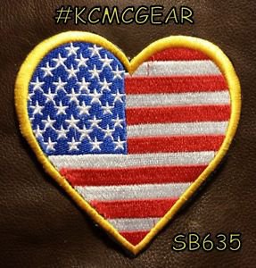 USA HEART FLAG Small Badge for Biker Vest Motorcycle Patch