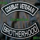 COMBAT VETERAN BROTHERHOOD White on Black Military Patches Set for Biker Vest