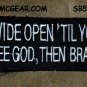 WIDE OPEN White on Black Small Badge for Biker Vest Motorcycle Patch