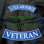 US AIR FORCE VETERAN White on Blue Back Military Patches Set for Biker Vest