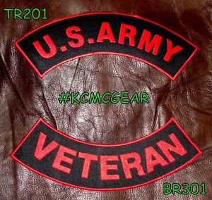US ARMY VETERAN Military Patches Set for Biker Motorcycle Vest Jacket