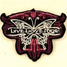 Live Love Ride Red and White on Black Small Badge for Biker Vest Jacket Patch