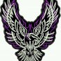 WOMEN'S Motorcycle vest Back patches Purple flames phoenix Eagle Patch large new