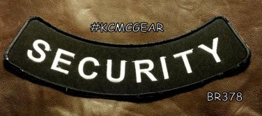 SECURITY White on Black Back Patch Bottom Rocker for Biker Veteran Vest 10"