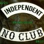 INDEPENDENT NO CLUB Black on White Back Military Patches Set Biker Vest Jacket